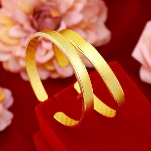 Yellow Gold Color Cuff Bracelet Bangles for Women Wedding Engagement Statement Jewelry Fashion Girlfriend Gifts pulseras mujer