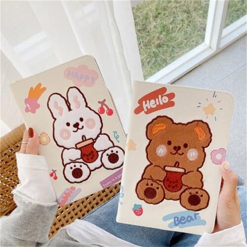 For iPad Air 4 Case Kawaii Bear iPad Pro 11 2020 2018 Pro 10.5 10.2 9.7 Inch 2017/2018 Protective Tablet Cover Coque