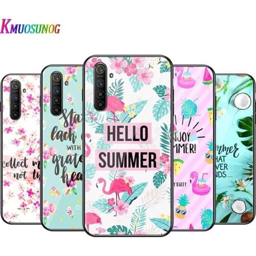 For OPPO A5 A9 2020 F7 Phone Cover Shell Hello Summer Beach Sea for OPPO Reno 2 Z 2Z 2F 3 4 Pro 5G Bright Black Phone Case