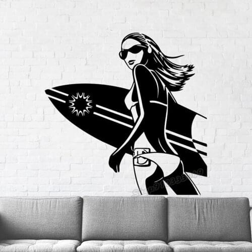 Surf Surfboard wall decal beach Sport Vinyl Surf gifts Boys surf girl Wall Sticker windsurf Decals Kids Room Home Decor B127