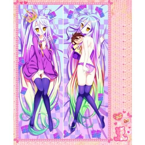 Anime Cartoon No Game No Life Double-Sided Bolster Hugging Pillow Case Pillow Cover Pillowcase Peach Skin 2 Way No.63024