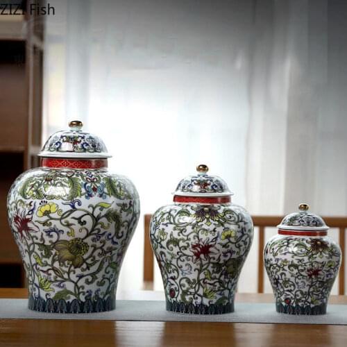 Enamel Color General Jar Vintage Ceramic Jars Blue and White Porcelain Tea Caddy Classical Storage Tank Cosmetic Containers