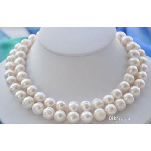 FFREE SHIPPING** 13MM NATURAL WHITE SOUTH SEA BAROQUE PEARL NECKLACE 34"