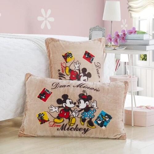 Disney Flannel Pillowcases 1Pcs Cartoon Mickey Mouse and Minnie Couple Pillow Cover Decorative PillowsCase 48x74cm hot sale