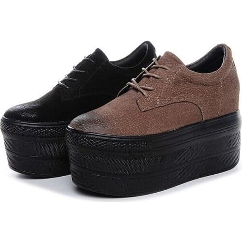 Krasovki 10cm Genuine Suede Leather Height Increased Super High Heel Platform Casual Sports Super High Women Sneakers Shoes