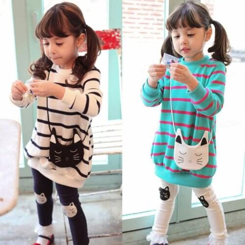 Girls Clothes Sets New Spring Autumn Cotton Long Sleeve Stripe Shirt+Pants 2pcs Set Children Girls Clothing 4 5 6 7 8 9 10 Years