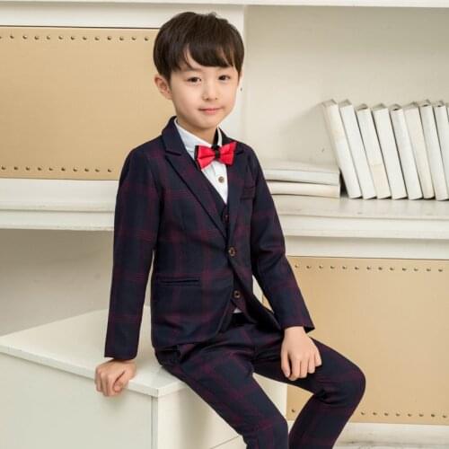 High quality boys Formal suit Birthday Party Kids Dance suits for weddings costume marriage boys blazer 3pcs coat + pants + vest