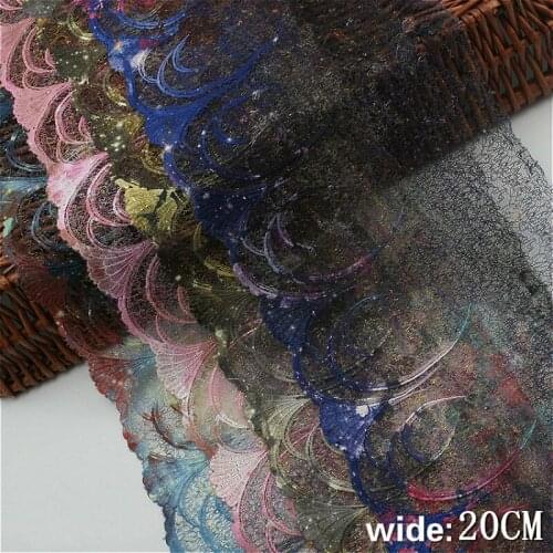 2021 African Lace Fabric Trend Gradient Color Embroidery Gold Thread Beach Sexy Sunscreen Clothing Underwear Sewing Decoration