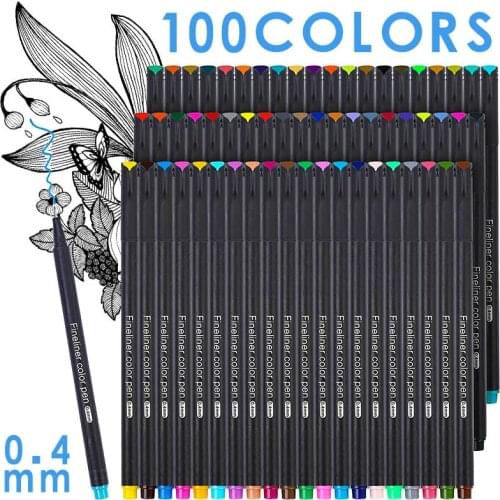 24/36/48/60/100 Colors 0.4mm Micron Liner Fineliner Pens for Metallic Marker Draw Pen Color Sketch Marker Art Set Stationery