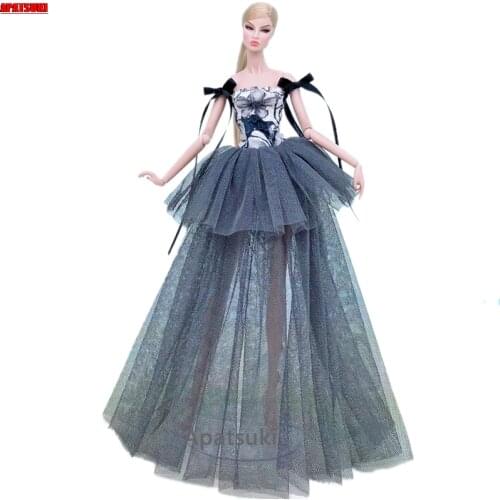 Gray Flower Fashion Doll Dress For Barbie Outfits Clothes Multi-layer Wedding Dresses 1/6 BJD Doll Accessories Kids Toys 1:6