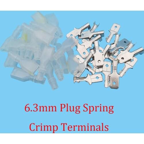 6.3mm Insulated Male Spade Crimp Terminal Kit With Transparent Sleeves Plug Spring Leaf Electrical Cable Switch Wire Connector