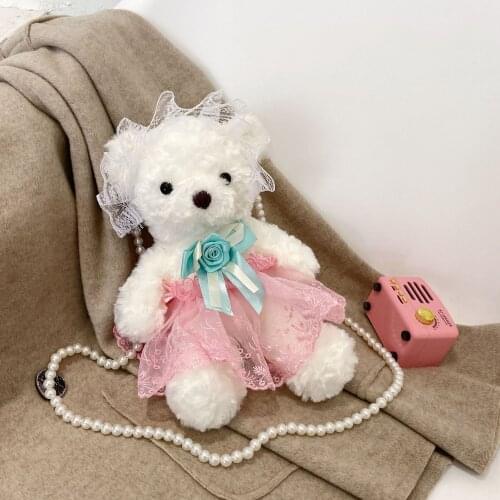 Kawaii Princess Skirt Teddy Bear Plush Shoulders Bag Cartoon Animal Messenger Bag Backpack For Children Gift Christmas