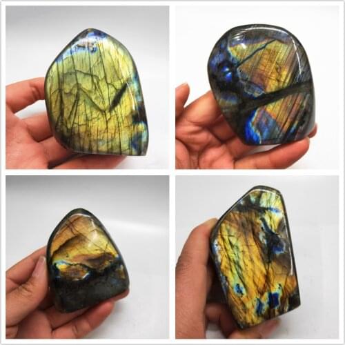 350g Natural labradorite free form stone shining labrador feldspar stand stone Healing