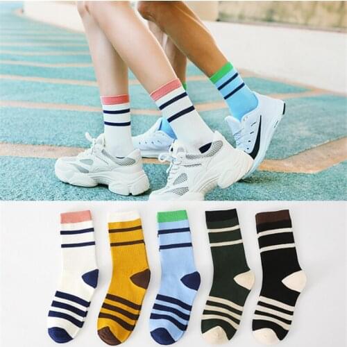 Unisex Couple Cotton Socks Long Fashion Korean Japanese Harajuku Cute Socks For Women And Men Autumn Winter Stripe Street Sock
