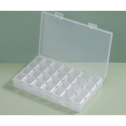 28 Slots Nail Art Storage Box Plastic Holder For Jewelry Rings Rhinestone Diamond Painting Organizer Transparent Display Case