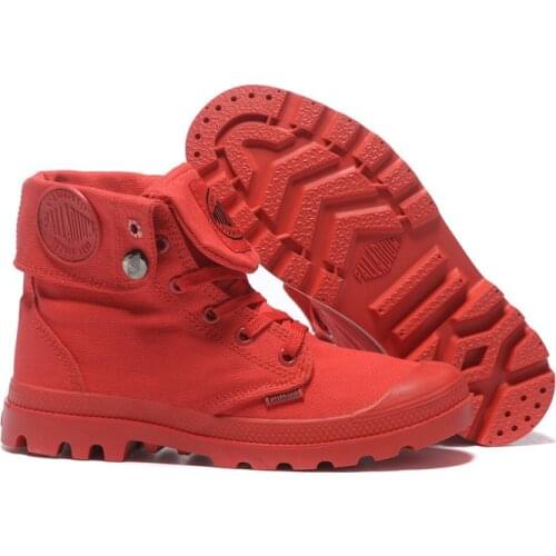 PALLADIUM Pallabrouse All Red Sneakers Men High-top Military Ankle Boots Canvas Casual Shoes Men Casual Shoes Size 39-45