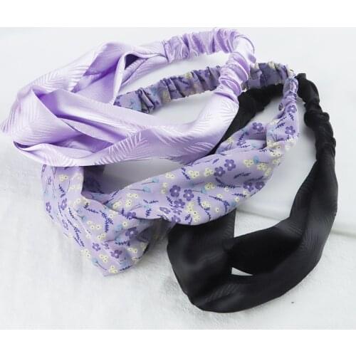 3PCS/Set Satin Cross Knot Headband Hair Band Women Girl Fashion Floral Wide Scrunchies Turban Bandanas HairBand Hair Accessories