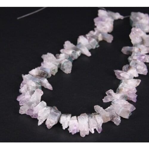 Approx58PCS/strand Top Drilled Natural Amethysts Quartz Drusy Geode Point Nugget Beads,Raw Crystal Druzy Slice Pendants Jewelry