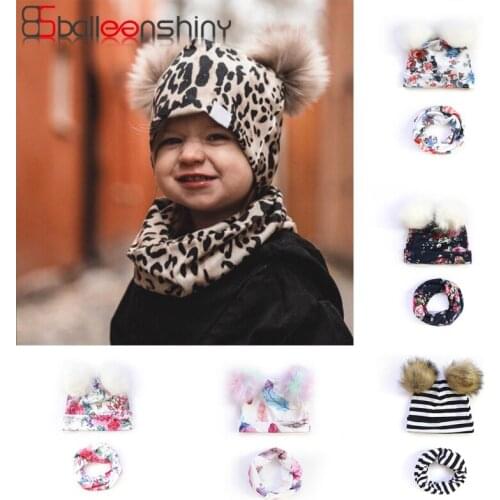 BalleenShiny Childrens Two pieces Hat Scarf Set kids Hats Keep Warm Winter Caps Soft Cotton Milk Silk For Baby Boy Suit Infant