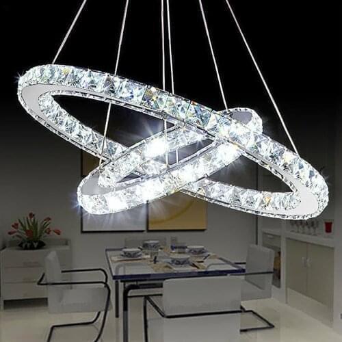 Modern Oval Rings Led K9 Crystal Chandelier Hanging Lighting Lustre Pendant Lamparas Ceiling Fixtures Luminaire for living Room
