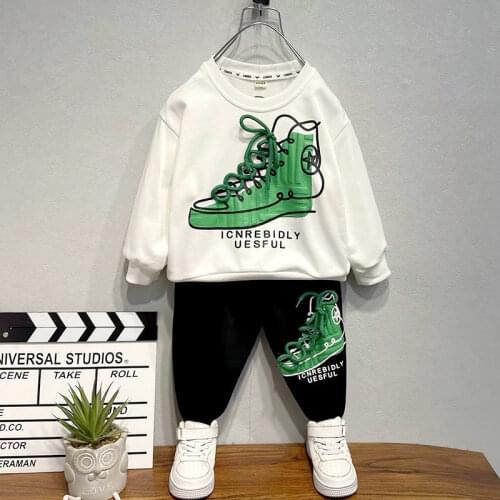 Boys Spring Autumn Clothes Letter Tracksuit Striped Hoodie Tops Pants 2PCS Outfits Kids Baby Boys Set Vetement Enfant Garcon