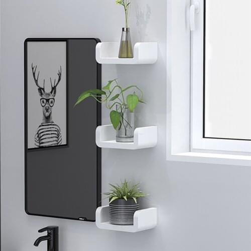 Nordic Style Bathroom Shelf Storage Organizer Rack Self-Adhesive Waterproof Wall Shelves Bathroom Accessories Without Drilling