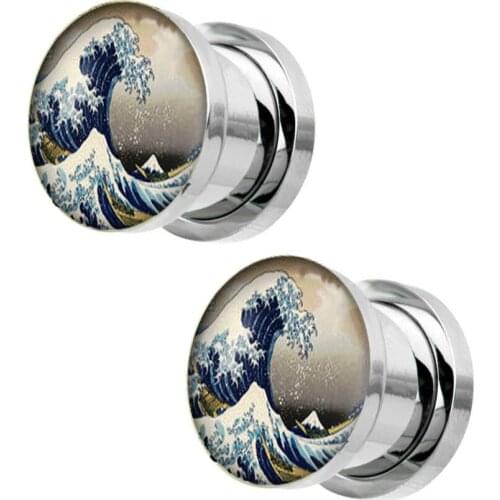 TIANCIFBYJS Stainless Steel Logo Ear Tunnels and Plugs Screw Earring Gauges Expander Stretcher Kit Body Piercing Jewelry 5-16mm