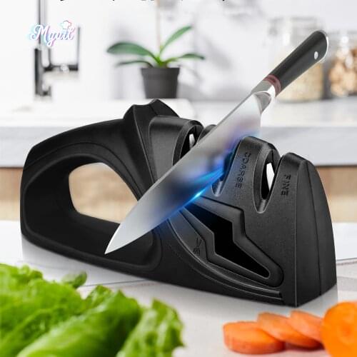 Myvit Knife Sharpener 4 IN 1 Stainless Steel Scissors Diamond Coated&Fine Rod Knife Shears Sharpening stone Non-Slip Whetstone