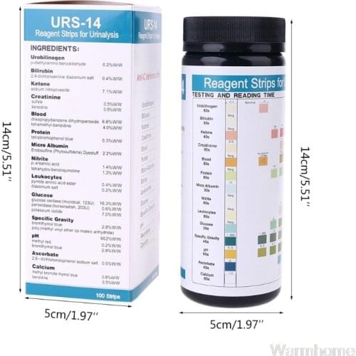 URS-14 100strips Urinalysis Reagent Test Paper Urine Test Strips Leukocytes, Nitrite, Urobilinogen, Protein, pH, Au24 20