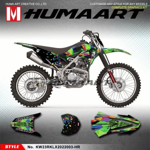 HUMAART Motorcycle Graphics MX Vinyl Decals with Front Number Plate Sticker for KLX230R KLX 230 R 2020 2021 2022, Customizable