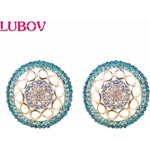 LUBOV New Micro Wax Rose Gold Natural Zircon Inlay Hollow Stud Earrings Women Luxury Wedding Party Stud Earrings christmas Gift