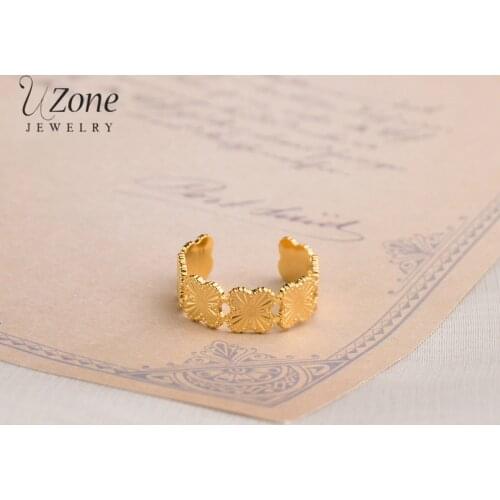 2021 Trendy 14K Stainless Steel Womens Ring Four Leaf Clover Gold Rings Anniversary Jewelry Gifts Female Free shipping Anillos