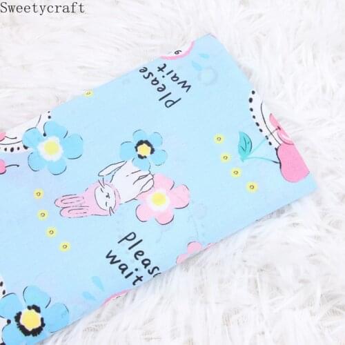 140x50cm Thin Cotton Fabric Blue Flower Prints Cloth Sewing Quilting Fabrics For Patchwork Needlework DIY Handmade Accessories