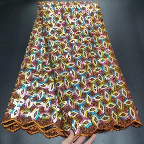 2021 High Quality African Mesh Lace Fabric 2021 French Nigerian Sequins Embroidery Net for Women Wedding Dress