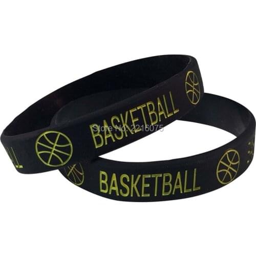 300pcs Debossed yellow Basketball Sports wristband silicone bracelets free shipping by DHL A