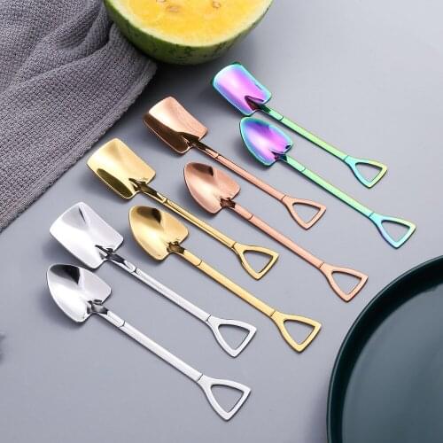 304 Stainless Steel Spade Spoon Retro Kitchen Tableware Watermelon Ice Cream Honey Creative Personality Spoon