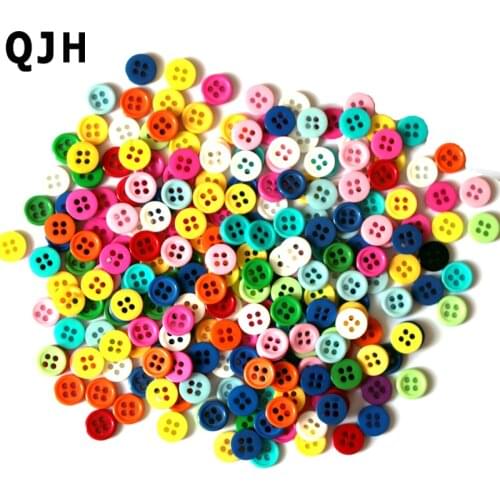 4 Holes 200pcs 9mm Round Random Mixed Color Resin Buttons DIY Scrapbooking Apparel Accessories Home Decoration Free Shipping