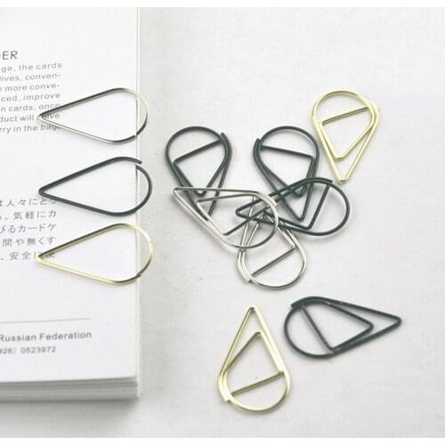 50 Pieces Metal Drop Shape Paper Clips Kawaii Cute Bookmark Clip Stationery New