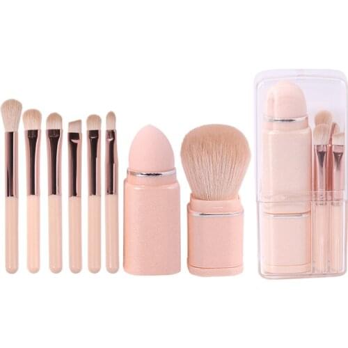 New 8 In 1 Makeup Brushes With Box Portable Retractable Beauty Makeup Tool Foundation Eye Shadow Concealer Blush Makeup Brush