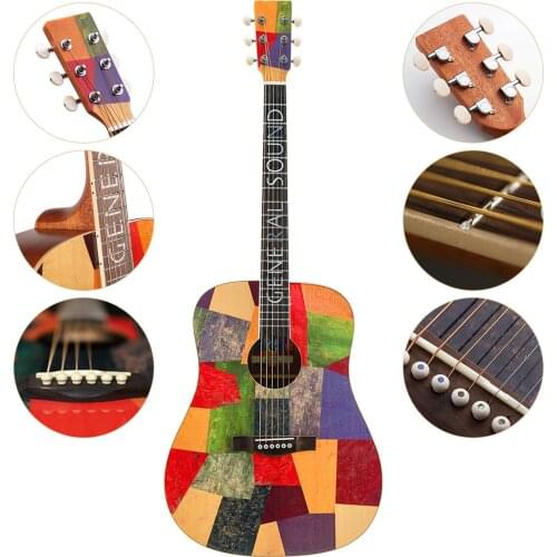 GENERAL SOUND 41-Inch Acoustic Folk Guitar Cutaway Dreadnought Guitar Sitka Spruce Top with Gig Bag for guitar accessories
