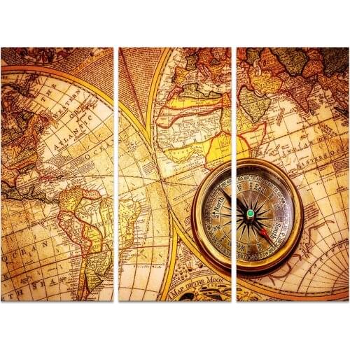 3pcs set DIY handmade Diamond Embroidery diamond mosaic,diamond painting cross stitch Vintage Map And Compass,christmas gift