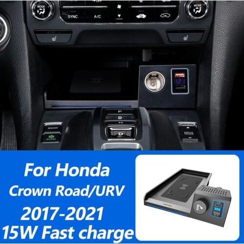 15W For Honda Crown Road URV Accessories Car QI Mobile Phone Wireless Charger Center Console Modification 2017-2021