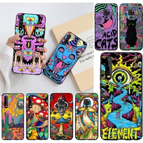 Psychedelic Trippy Cat Art Phone Case for Huawei P40 P30 P20 lite Pro Mate 30 20 Pro P Smart 2020 prime