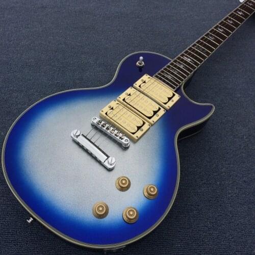 Electric guitar,Rosewood fingerboard,Metallic blue and silver,Chrome hardware,Solid mahogany body electric guitar,free shipping