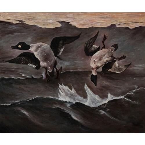 Canvas Wall Decoration Oil Painting Animal Seascape Painting Right and Left by Winslow Homer Arts on Canvas High Quality