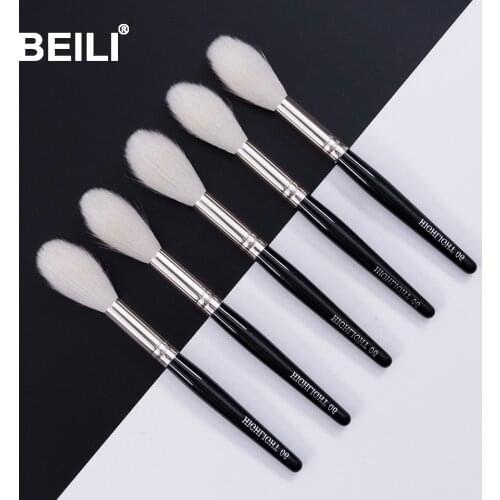 BEILI Black 5 pcs Highlight Blusher Natural Makeup Brushes Goat Hair Make up Brushes Wholesale Box Packing