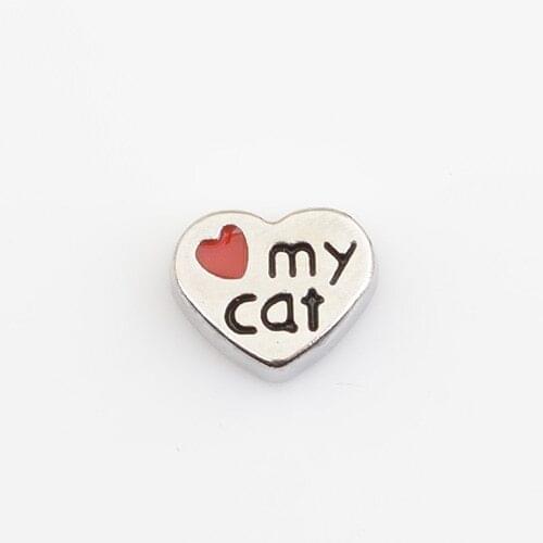 Love my Cat, Floating charms,Fit floating charm lockets, FC0289