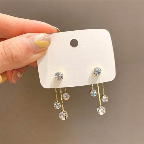 Fashion Zircon Tassel Front And Back Earrings For Women Korean Style 2021 New Earings Jewelry bijoux Wholesale
