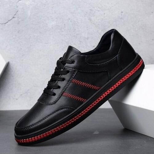 Mens Comfortable Skateboard Shoes Casual Shoes Leather Breathable Loafers Flat Moccasins Sneaker Big Size Lace Up Sports Shoes