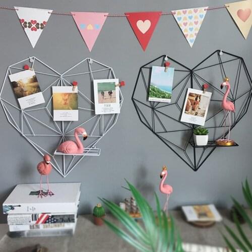Ins Nordic Home Wall Decoration Iron Grid Decor Photo Frame Postcards DIY Wall Art Display Storage Rack Holder Shelf Organizer